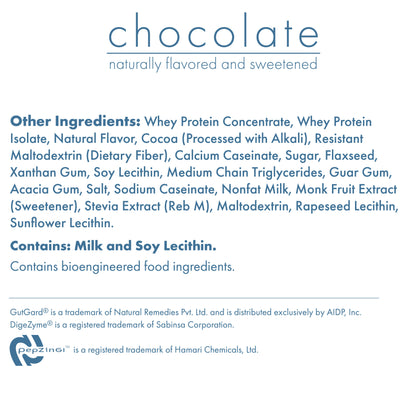Chocolate Biocare 30g protein dietary beverage box with 14 servings, featuring a glass of prepared chocolate protein drink.