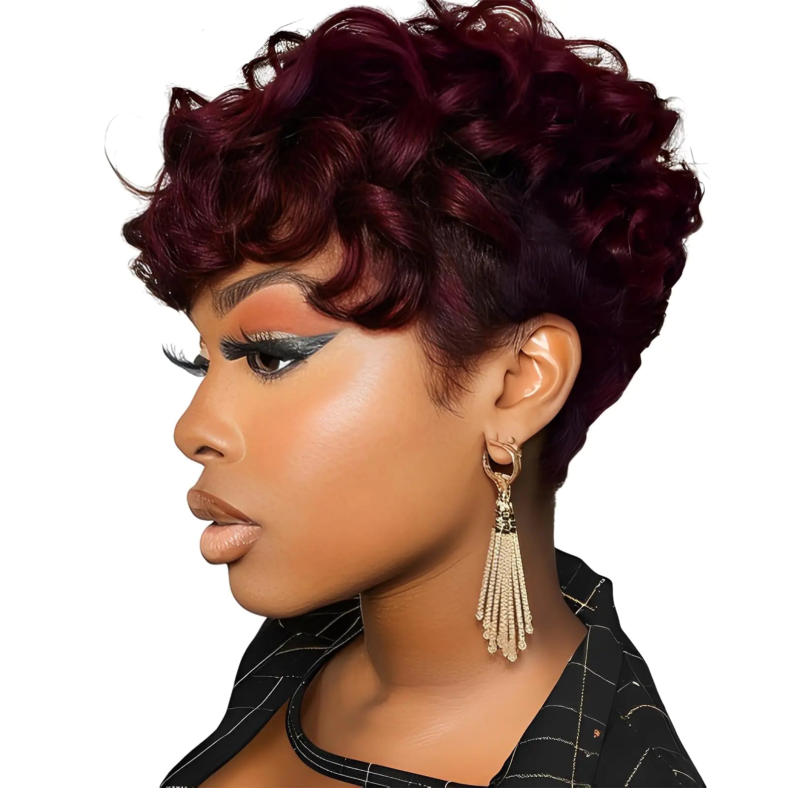 BOBCOO Short Pixie Cut Wigs for Black Women Short Curly Wig 99J Burgundy Pixie Cut Wigs Layered Pixie Wigs Wine Red Short Wigs(Burgundy) - BACKUPMYFILESNOW