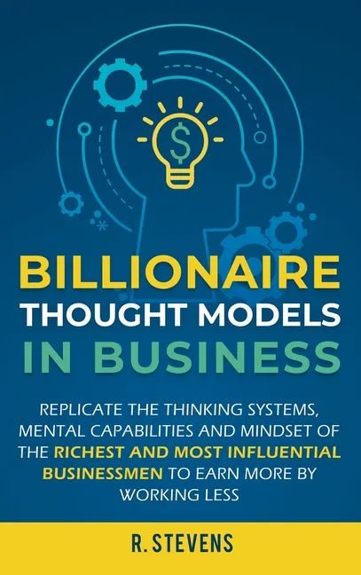Hardcover book titled "Billionaire Thought Models in Business" by splitShops, featuring cover design and title text.