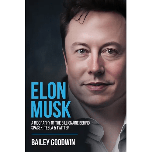 Paperback book titled "Elon Musk: A Biography" by splitShops, featuring a cover image of Elon Musk, the entrepreneur behind SpaceX and Tesla.