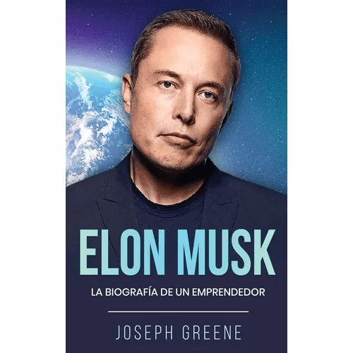 Hardcover book titled "Elon Musk: La Biografía de un Emprendedor" by splitShops, featuring a cover image of Elon Musk.