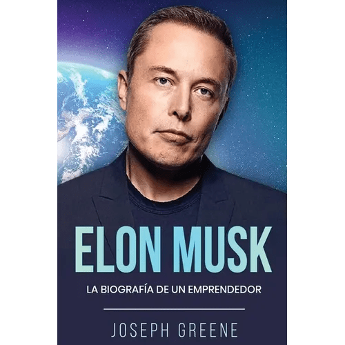 Paperback book titled "Elon Musk: La Biografía de un Emprendedor" by splitShops, featuring a cover image of Elon Musk.