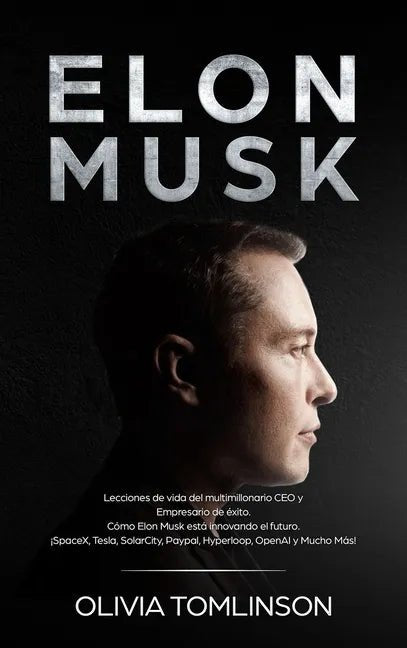 Hardcover book titled "Elon Musk: Lecciones de vida del multimillonario CEO y empresario," featuring a cover with Elon Musk and SpaceX imagery.