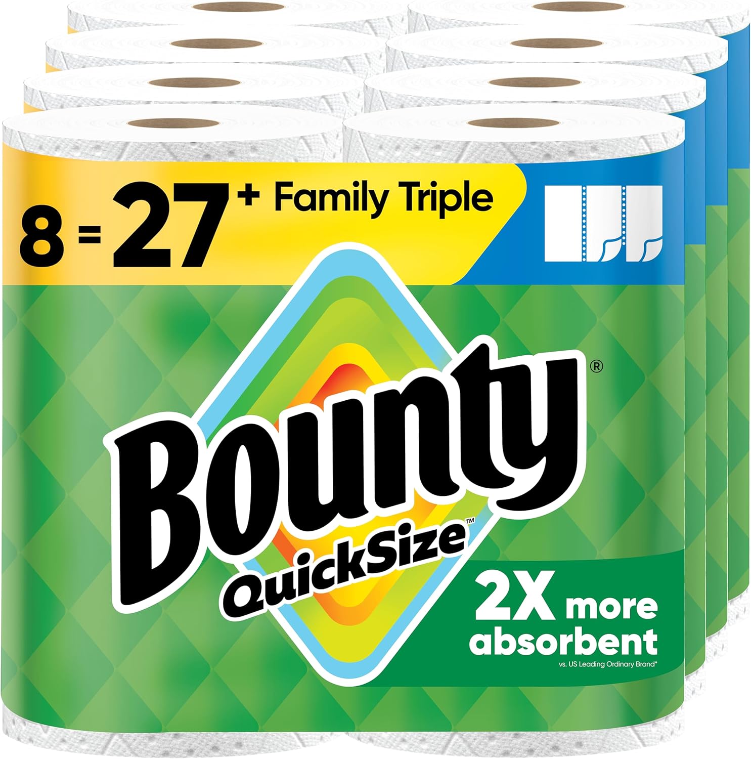 Bounty Quick - Size Paper Towels, White, 12 Family Triple Rolls = 40 Regular Rolls - BACKUPMYFILESNOW