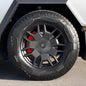 Set of four Tesla Cybertruck brake caliper covers from Tesery Official Store, designed to enhance vehicle appearance.