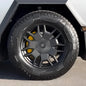 Set of four Tesery Official Tesla Cybertruck brake caliper covers showing sleek black finish and easy installation.