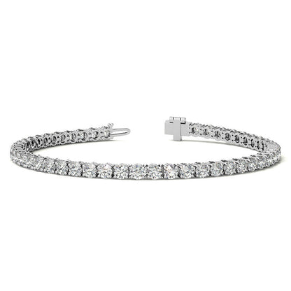 VOSSAGIN 6ctw created sapphire tennis bracelet with 3mm stones in white gold overlay, showcasing elegant jewelry design.