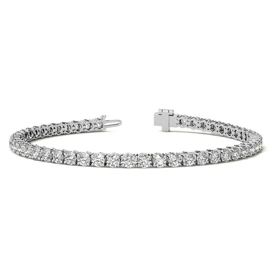 VOSSAGIN 6ctw created sapphire tennis bracelet with 3mm stones in white gold overlay, showcasing elegant jewelry design.