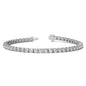 VOSSAGIN 6ctw created sapphire tennis bracelet with 3mm stones in white gold overlay, showcasing elegant jewelry design.