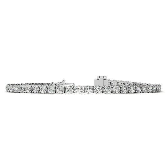 VOSSAGIN 6ctw created sapphire tennis bracelet with 3mm stones in white gold overlay, featuring elegant and sparkling jewelry design.
