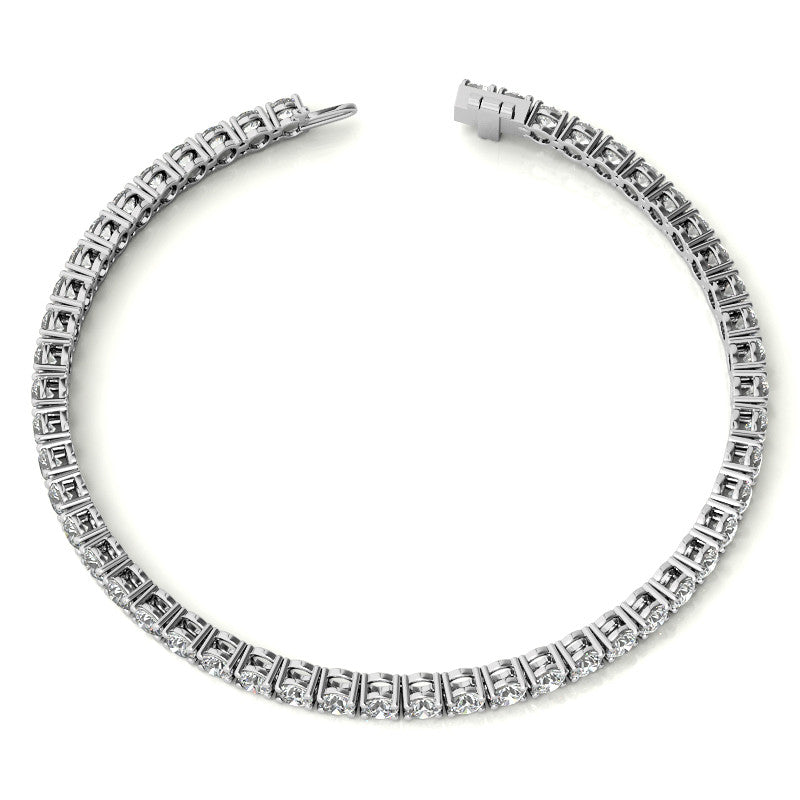 VOSSAGIN 6ctw created sapphire tennis bracelet with 3mm stones in white 14K gold overlay, featuring elegant bracelet design.
