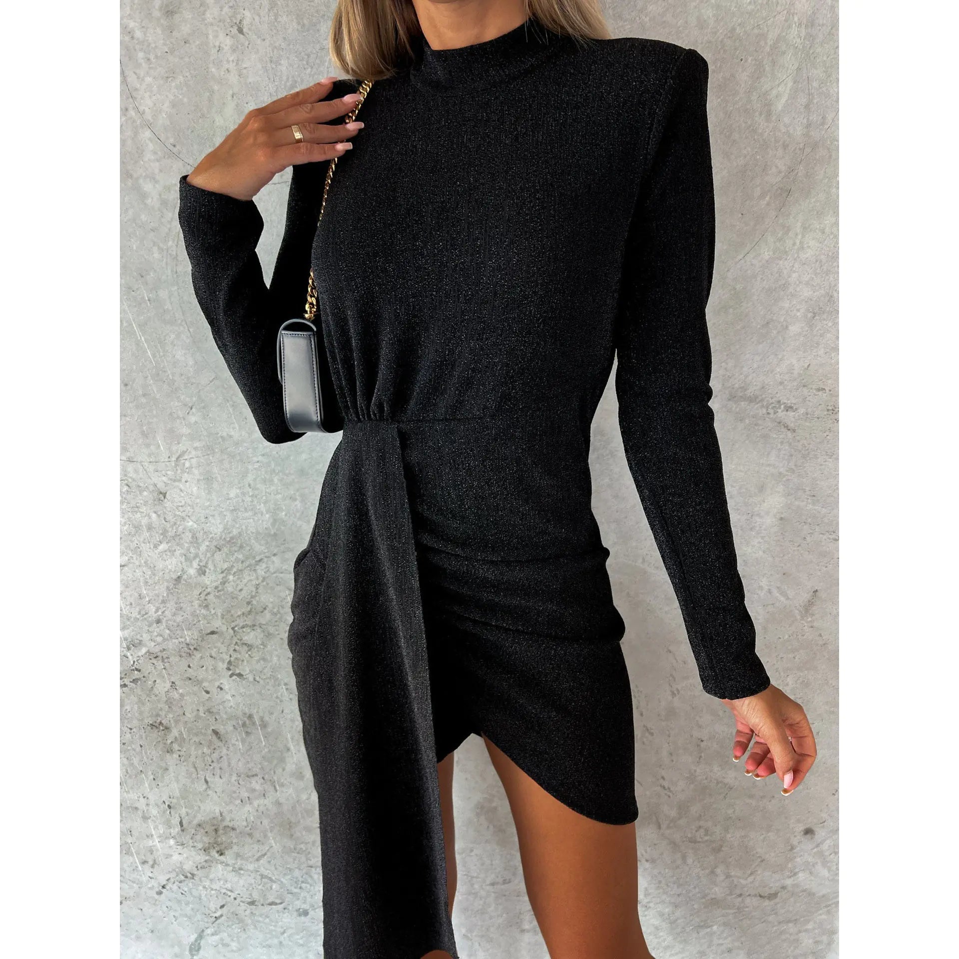 Bronzing Fashion Long Sleeve Dress - BACKUPMYFILESNOW