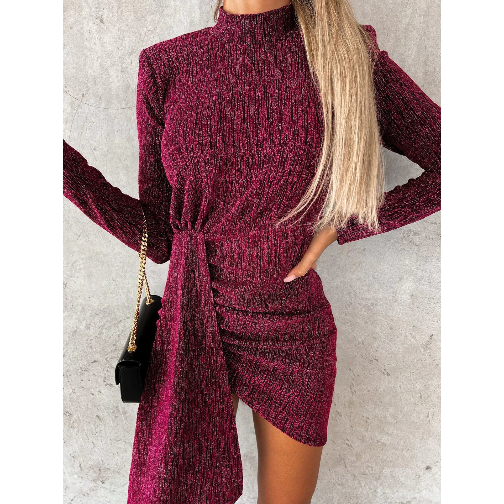Bronzing Fashion Long Sleeve Dress - BACKUPMYFILESNOW
