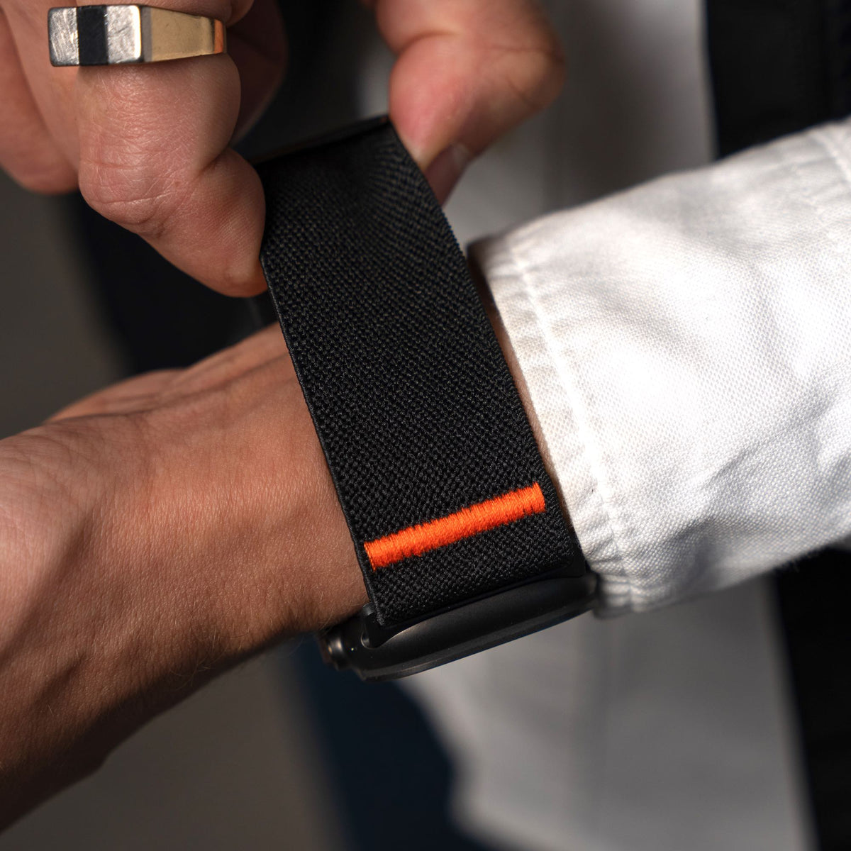 Robust Active Stretch Band lying flat, showing its durable elastic material and versatile resistance for fitness exercises.