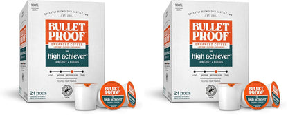 Bulletproof The Enlightener Coffee Pods, 24 count, medium-dark roast with L-Theanine, ginseng, and Ginkgo Biloba for mental focus and clarity.
