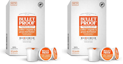 Bulletproof The Enlightener coffee pods, 24 count, medium-dark roast with L-Theanine, Panax Ginseng, Gingko Biloba for mental clarity.