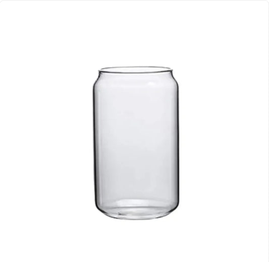 Transparent Glass Cup with Lid & Straw