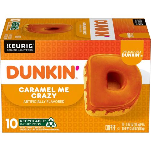 ByBies Dunkin’ Caramel Me Crazy flavored coffee Keurig K-Cup pods, 10-pack, with caramel and rich coffee flavor in single-serve pods.