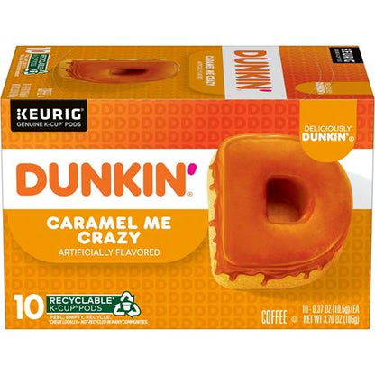 ByBies Dunkin’ Caramel Me Crazy flavored coffee Keurig K-Cup pods, 10-pack, with caramel and rich coffee flavor in single-serve pods.