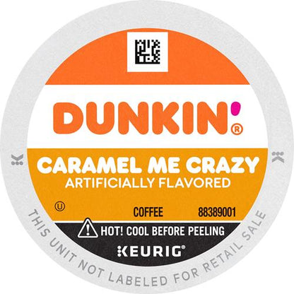 ByBies Dunkin’ Caramel Me Crazy flavored coffee Keurig K-Cup pods, single pack of 10 for brewing caramel coffee at home.
