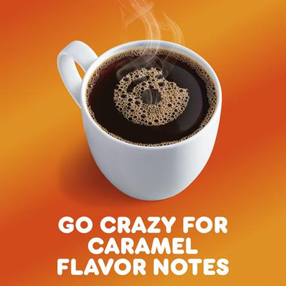 ByBies Dunkin’ Caramel Me Crazy flavored coffee Keurig K-Cup pods, rich caramel aroma and bold coffee flavor in a pack of 10.