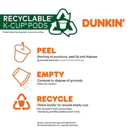 ByBies Dunkin Decaf Medium Roast Coffee Keurig K-Cup Pods, 10-pack, ready for brewing in a Keurig coffee machine.