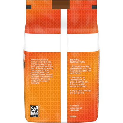 ByBies Dunkin Original Blend Medium Roast Ground Coffee in 18-ounce package, showing the coffee bag with branding and label.