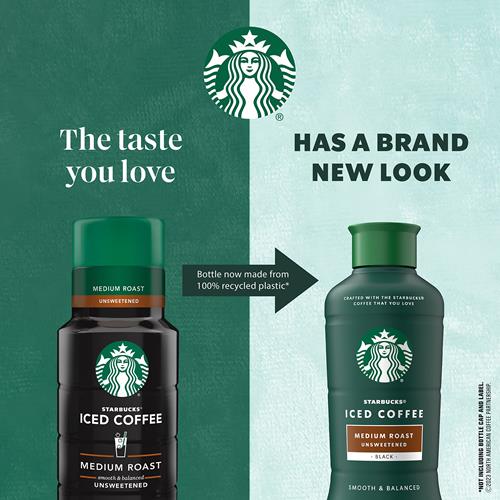 ByBies Starbucks Blonde Roast Iced Coffee in a 48 Fl Oz black unsweetened bottle, ready to enjoy cold brew coffee.