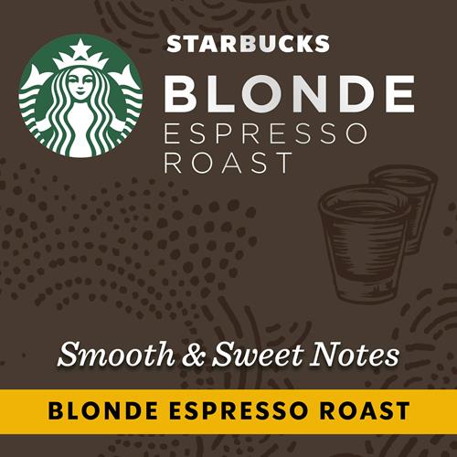 Pack of Starbucks By Bies Blonde Espresso coffee capsules for Nespresso Original Line, 10-count box, with coffee pods visible in the image.