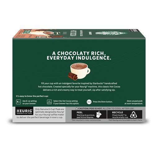 ByBies Starbucks Coffee K-Cup Pods for Keurig, naturally flavored hot cocoa, 1 box with 10 pods, coffee product with packaging.