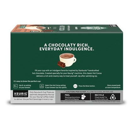 ByBies Starbucks Coffee K-Cup Pods for Keurig, naturally flavored hot cocoa, 1 box with 10 pods, coffee product with packaging.