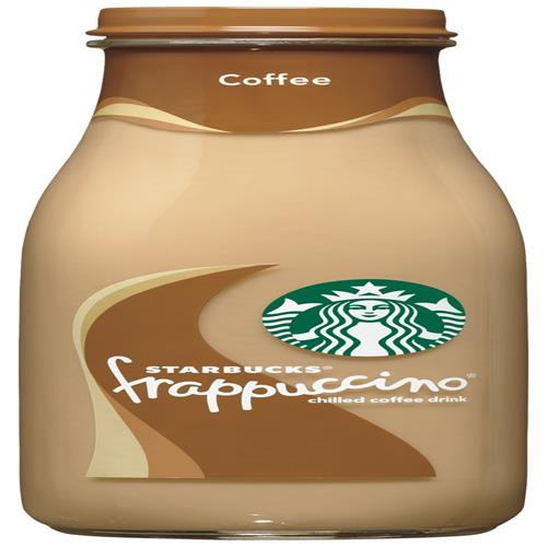 Four 9.5 oz bottles of Starbucks Frappuccino coffee beverage by ByBies, chilled and ready to enjoy