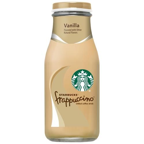 Four 9.5oz bottles of ByBies Starbucks Vanilla Frappuccino iced coffee drink, chilled and ready to enjoy