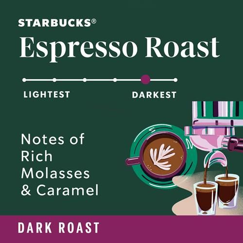 Starbucks Dark Roast Ground Coffee byByBies, 12 oz bag, Arabica Espresso Roast, rich and bold coffee for brewing