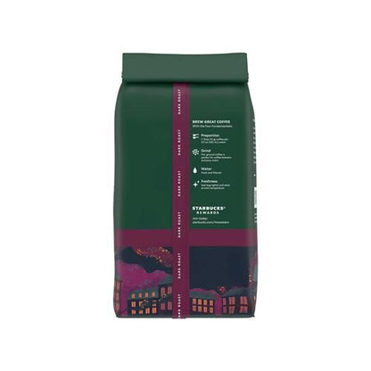 ByBies Starbucks dark roast ground coffee, French Roast, 100% Arabica, 18 oz bag, rich and aromatic coffee beans.