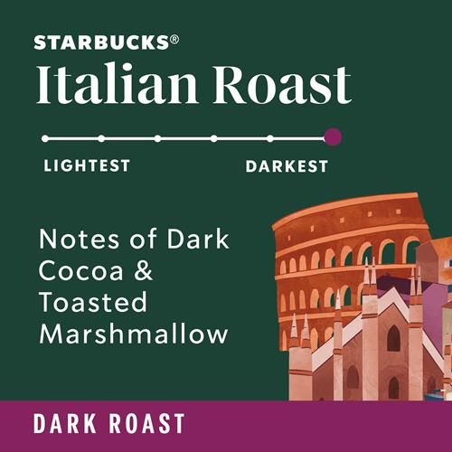 Starbucks Dark Roast Italian Roast ground coffee by ByBies in 12 oz bag, 100% Arabica beans, rich and bold flavor