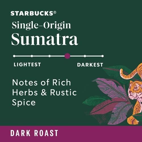 Starbucks Ground Coffee Dark Roast Sumatra 100% Arabica in a 12 oz bag with ByBies branding.