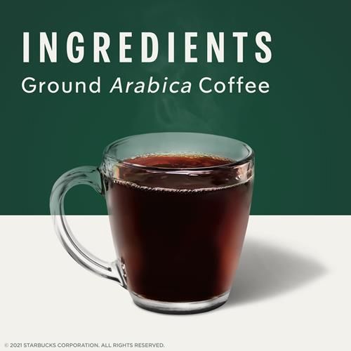 Package of ByBies Starbucks Dark Roast Ground Coffee, Sumatra, 100% Arabica, 12 oz bag, with coffee beans and packaging visible.