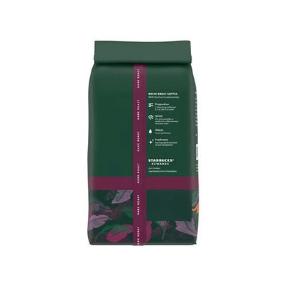 ByBies Starbucks Dark Roast Ground Coffee, Sumatra 100% Arabica, 12 oz bag, fresh roasted coffee beans in a packaging bag.