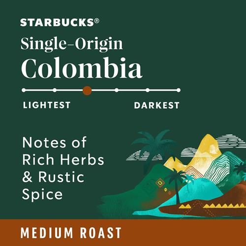 Starbucks Medium Roast Ground Coffee from Colombia, 100% Arabica, 12 oz bag by ByBies with coffee beans and packaging visible