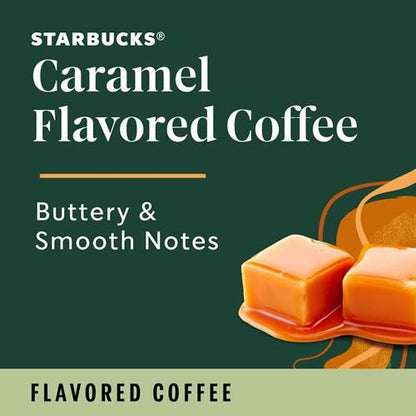 Starbucks Caramel Flavored Coffee K-Cup Pods by ByBies, 10-pack of naturally flavored 100% Arabica coffee for Keurig brewers.