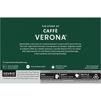 ByBies Starbucks K-Cup coffee pods, dark roast Caffè Verona, 100% Arabica, 10-pack of single-serving coffee pods.