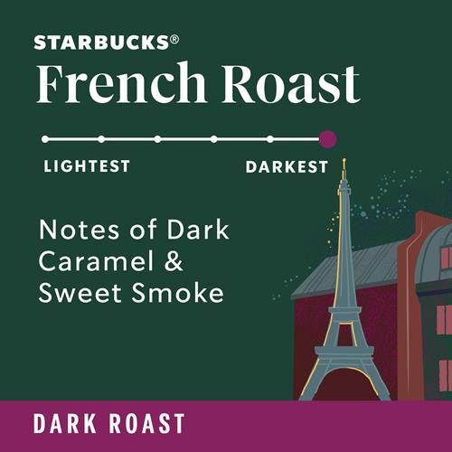 ByBies Starbucks K-Cup coffee pods, dark roast French Roast with 100% Arabica, 32 pods in a box.
