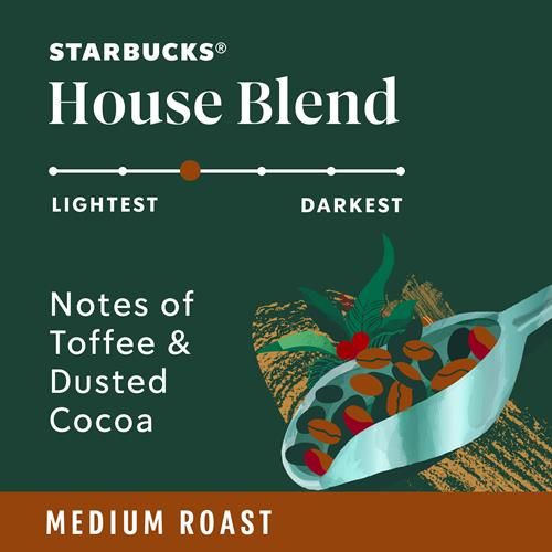 Box of 10 ByBies Starbucks K-Cup coffee pods featuring medium roast House Blend 100% Arabica coffee for Keurig brewers.