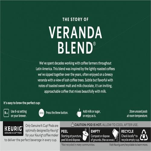 ByBies Starbucks Blonde Roast K-Cup coffee pods featuring Veranda Blend, 100% Arabica, 10 pods in a box.