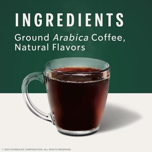 ByBies Starbucks K-Cup coffee pods with vanilla flavor, 100% Arabica coffee, 10 pods in a box, ready for brewing.
