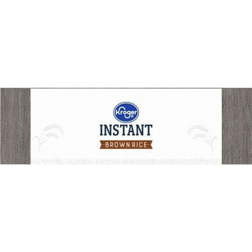 Pack of ByBies Kroger instant microwaveable brown rice in a 14 oz bag, showcasing cooked rice ready to serve.