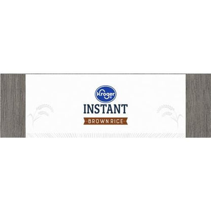 Pack of ByBies Kroger instant microwaveable brown rice in a 14 oz bag, showcasing cooked rice ready to serve.