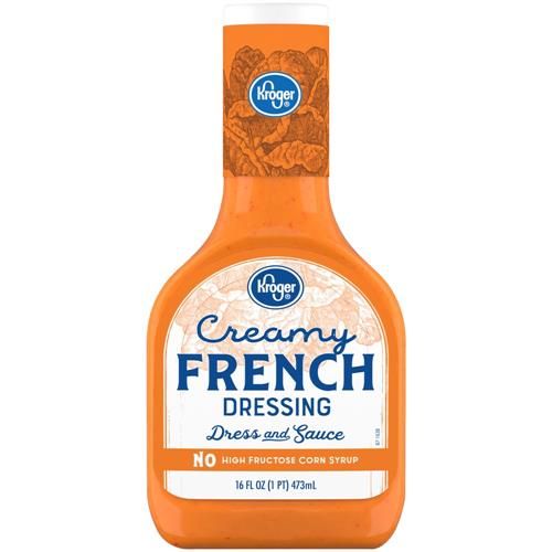 Kroger Creamy French Salad Dressing byBies in a 16 fl oz bottle, smooth creamy texture, used for salads and marinades.