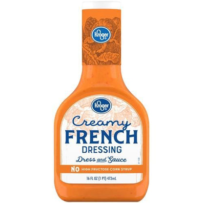 Kroger Creamy French Salad Dressing byBies in a 16 fl oz bottle, smooth creamy texture, used for salads and marinades.